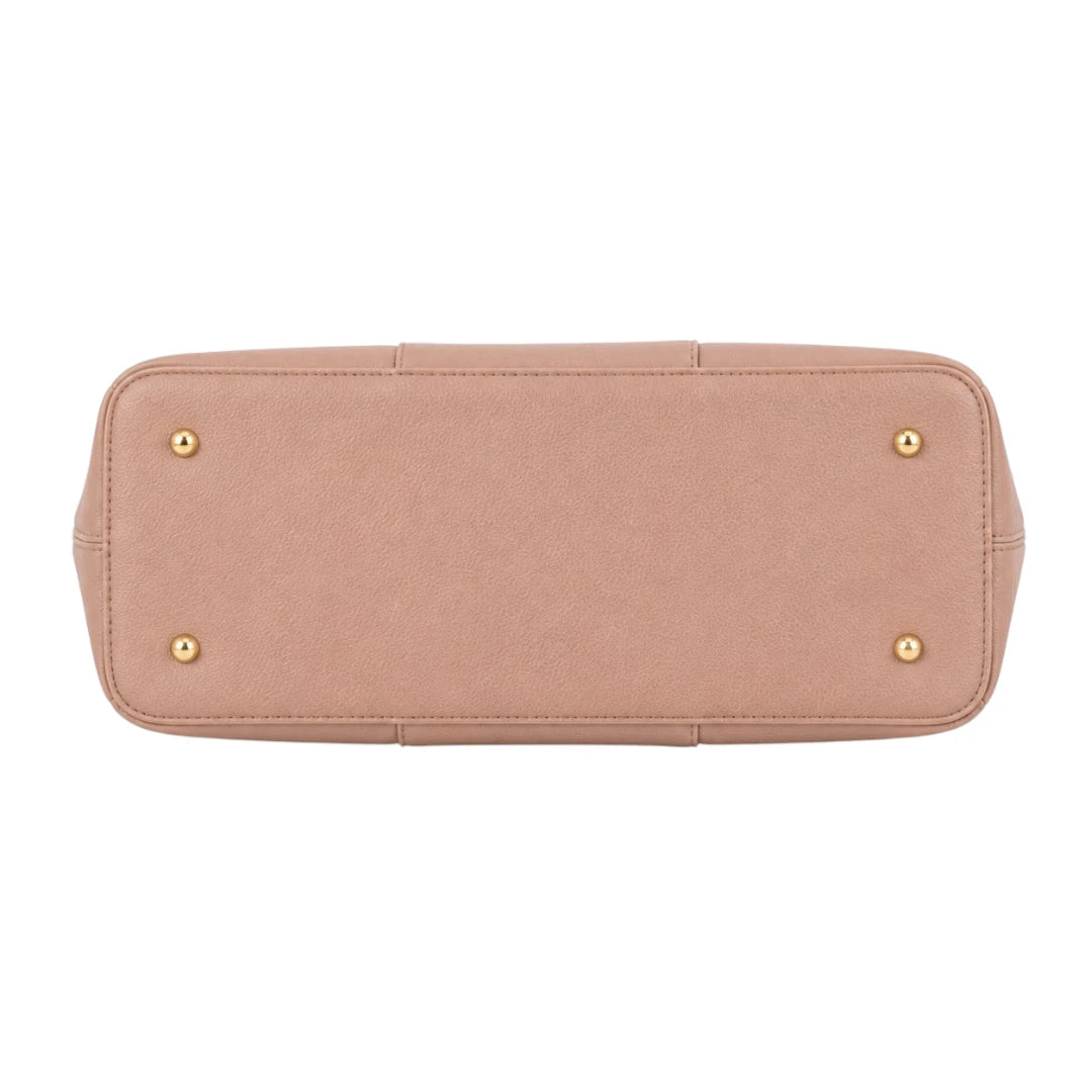 Bagzan Elegant  Pink Structured Handbag with Gold Accents